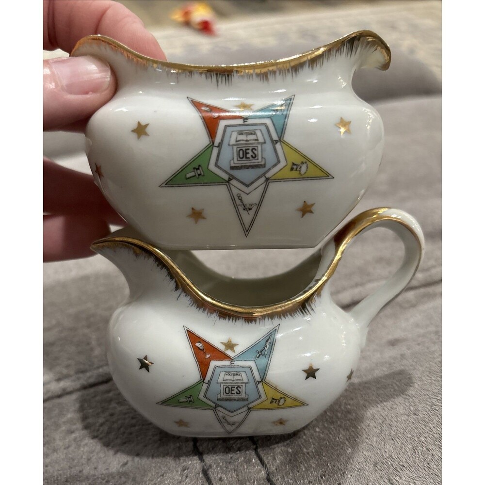 Lefton China Eastern Star Sugar & Creamer Set Hand Painted OES